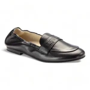 1616 - Black Soft Leather Flat Loafer for Girl/Teen/Women by London Kids