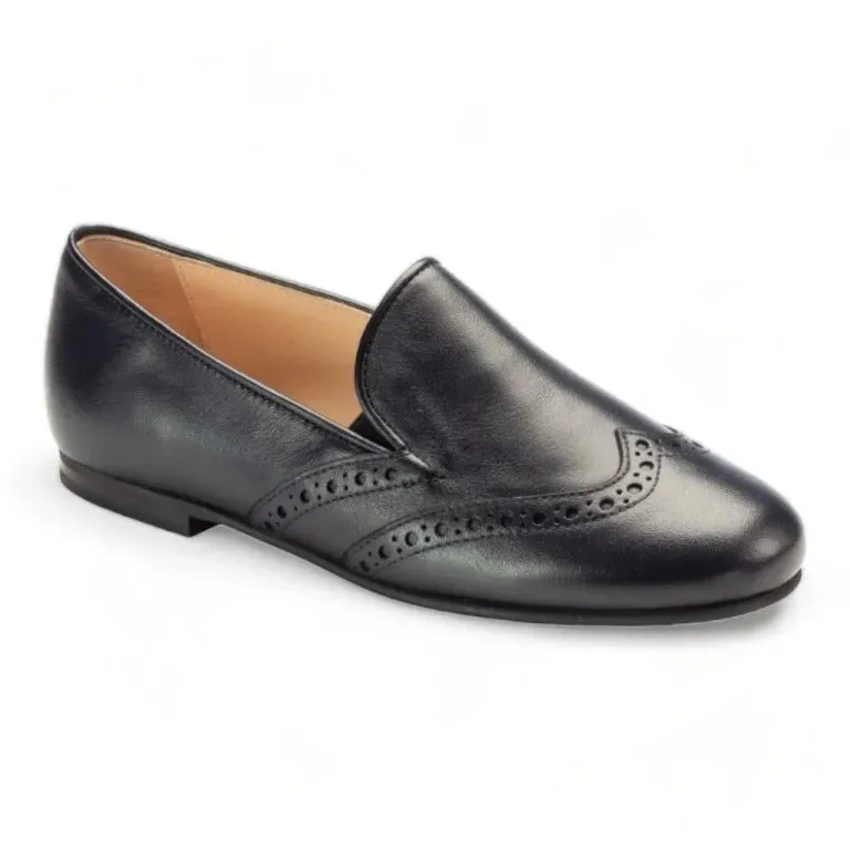 1631 - Navy Soft Leather Flat Loafer for Boy by London Kids