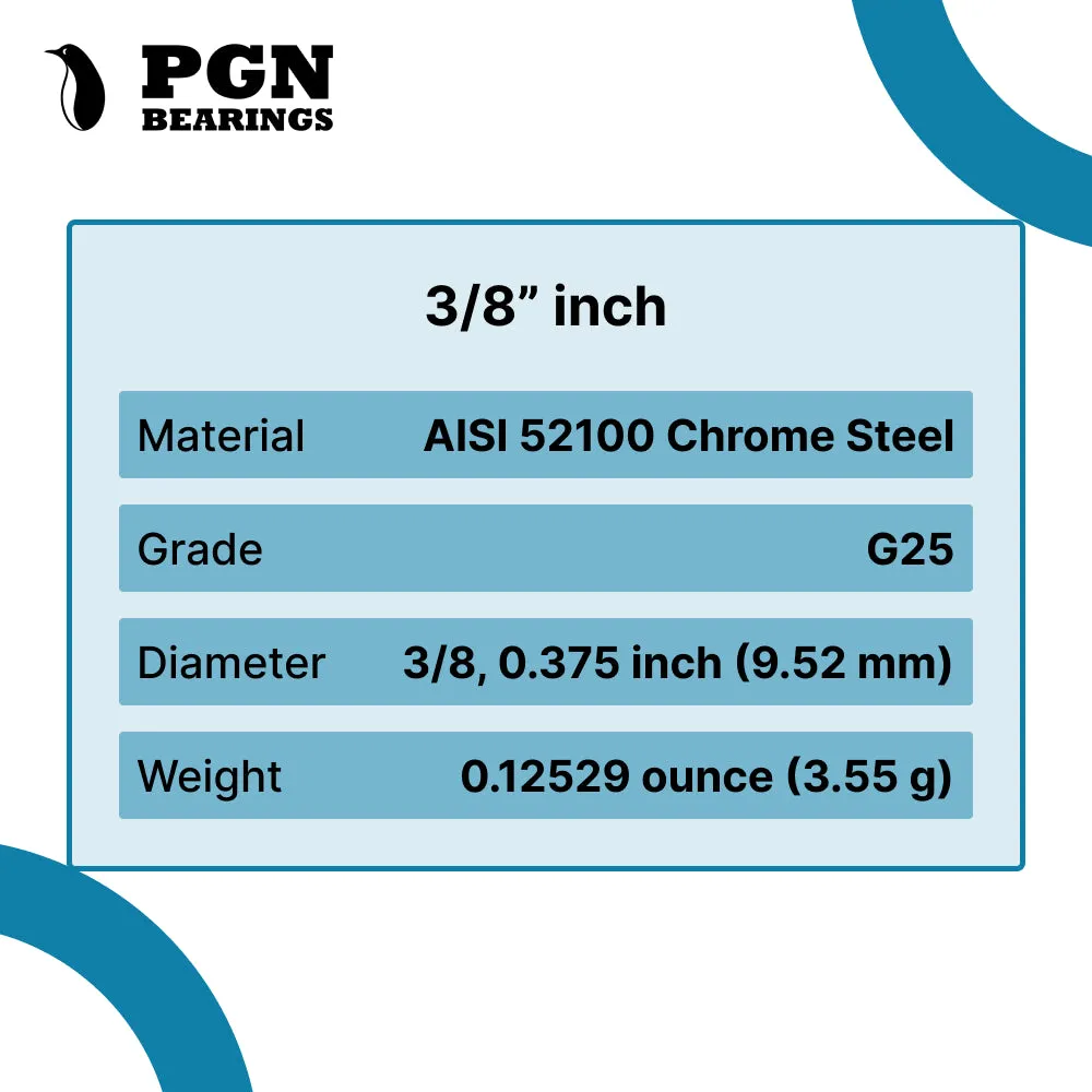 3/8" Inch G25 Precision Chrome Steel Bearing Balls