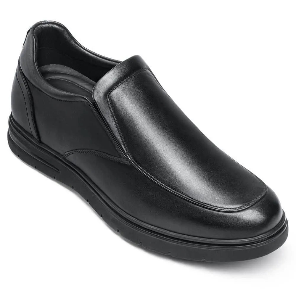 6 CM / 2.36 Inches CMR CHAMARIPA Men's Elevator Loafers: Enhance Your Height with Black Leather Casual Loafers