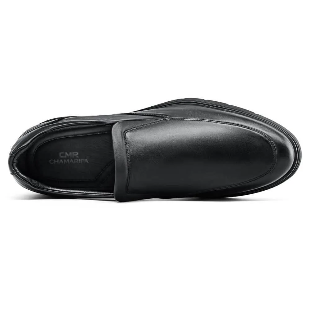 6 CM / 2.36 Inches CMR CHAMARIPA Men's Elevator Loafers: Enhance Your Height with Black Leather Casual Loafers