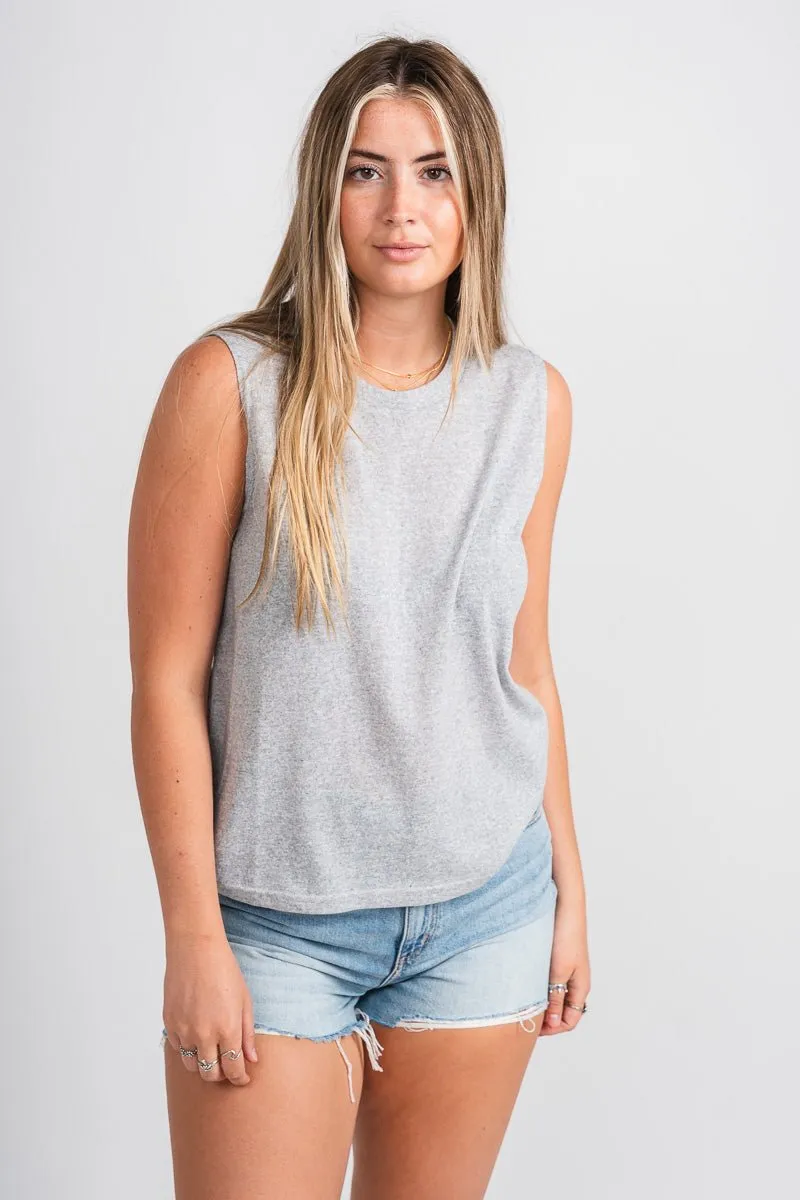 Aerie knit tank top heather grey