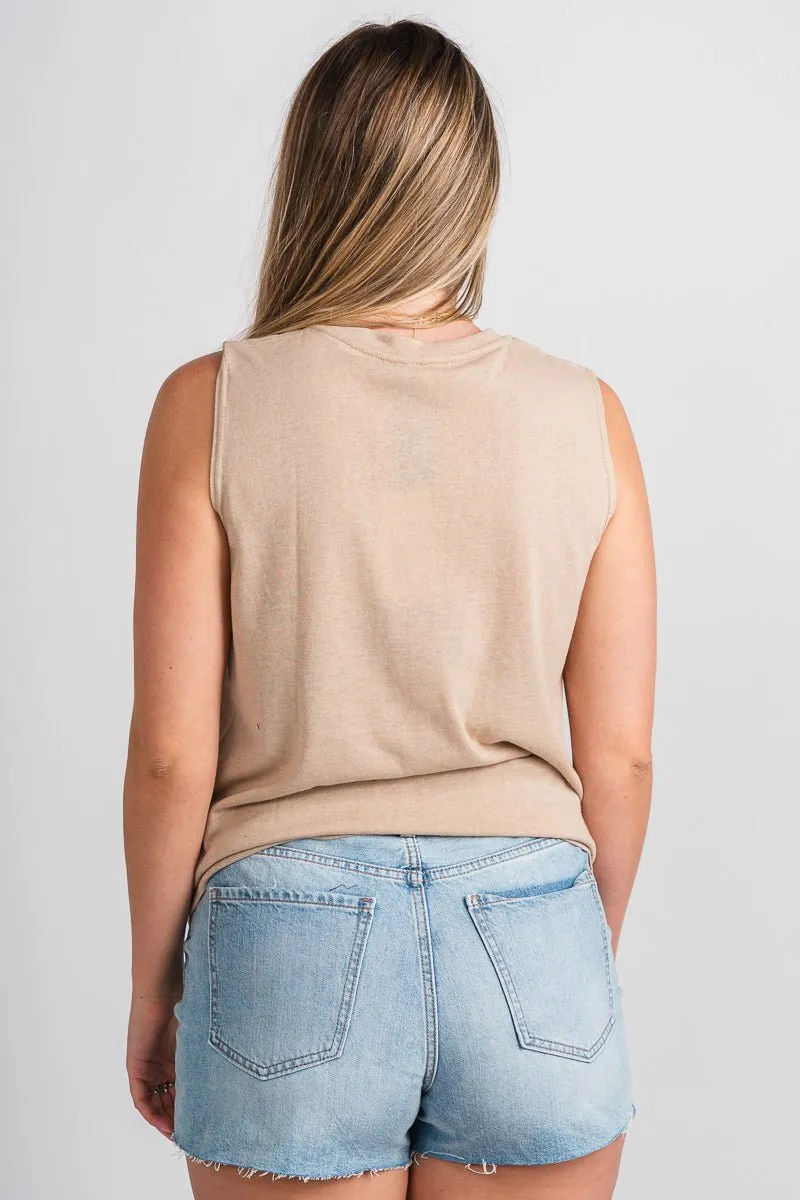 Aerie knit tank top taupe