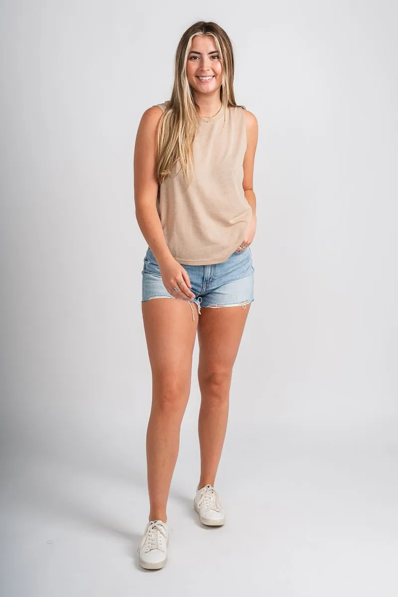 Aerie knit tank top taupe