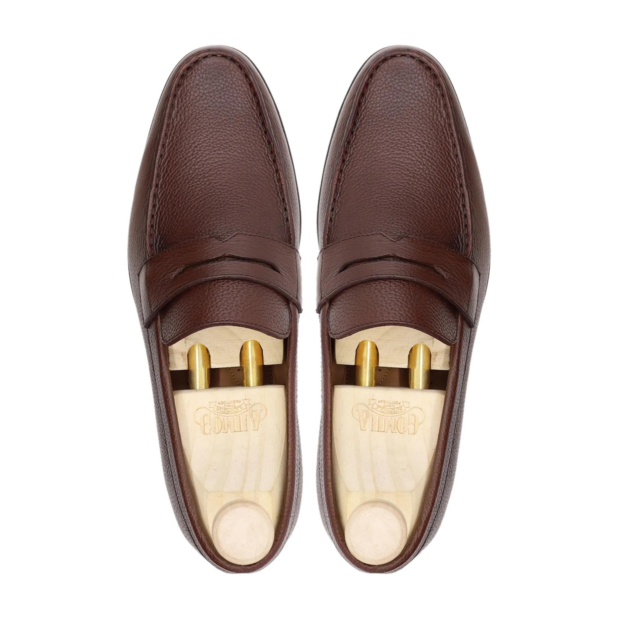 Alumno - Men's Brown Pebble Grain Leather Loafer