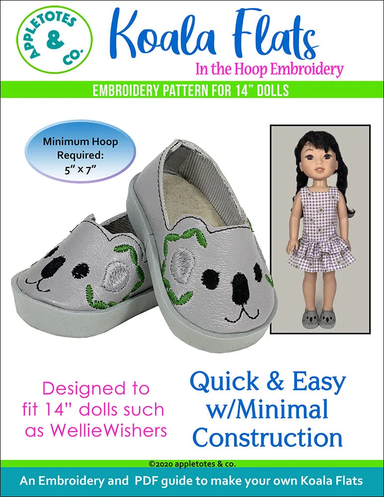 Animal Flats 2 Collection ITH Embroidery Patterns for 14" Dolls