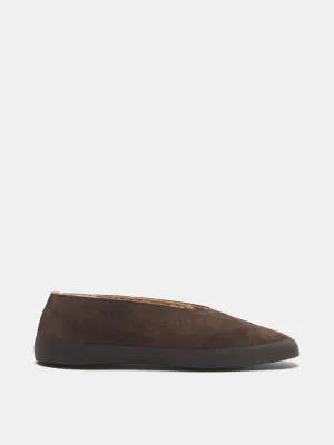 Apres Ski Shearling Flats / Brown Suede