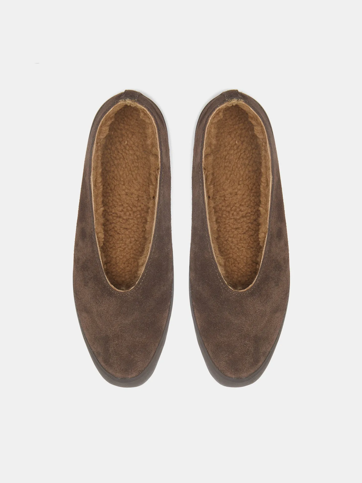 Apres Ski Shearling Flats / Brown Suede