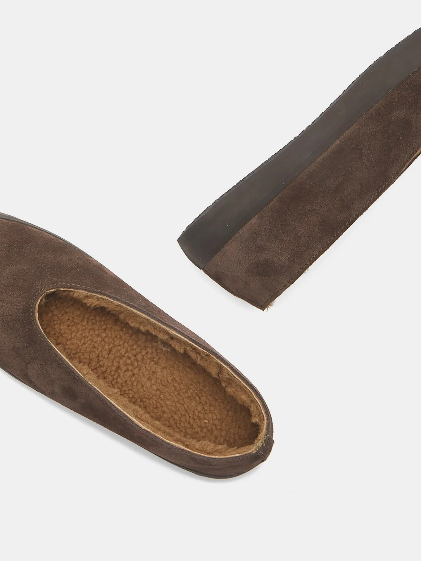 Apres Ski Shearling Flats / Brown Suede