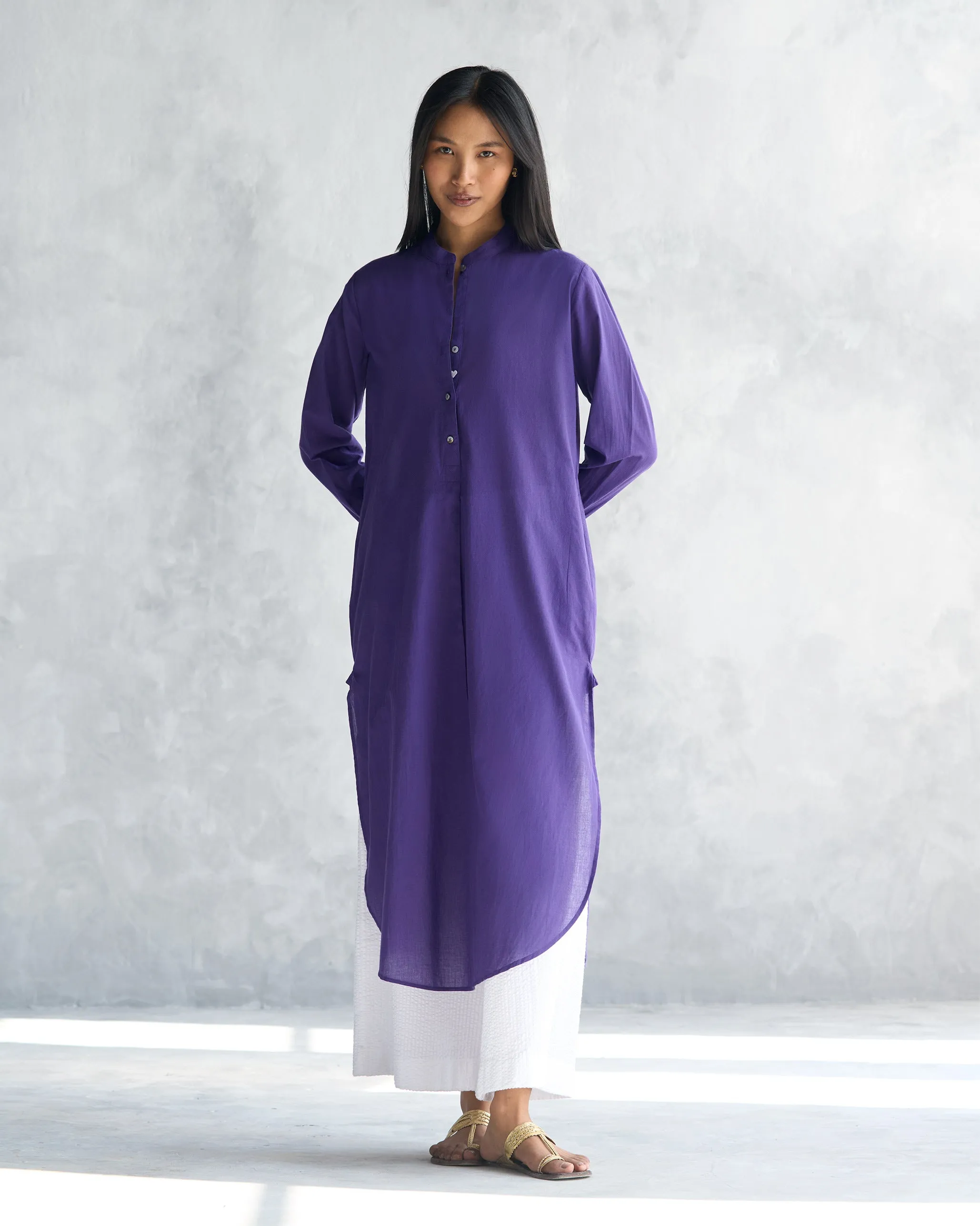 Basic Long Length Kurta - Purple