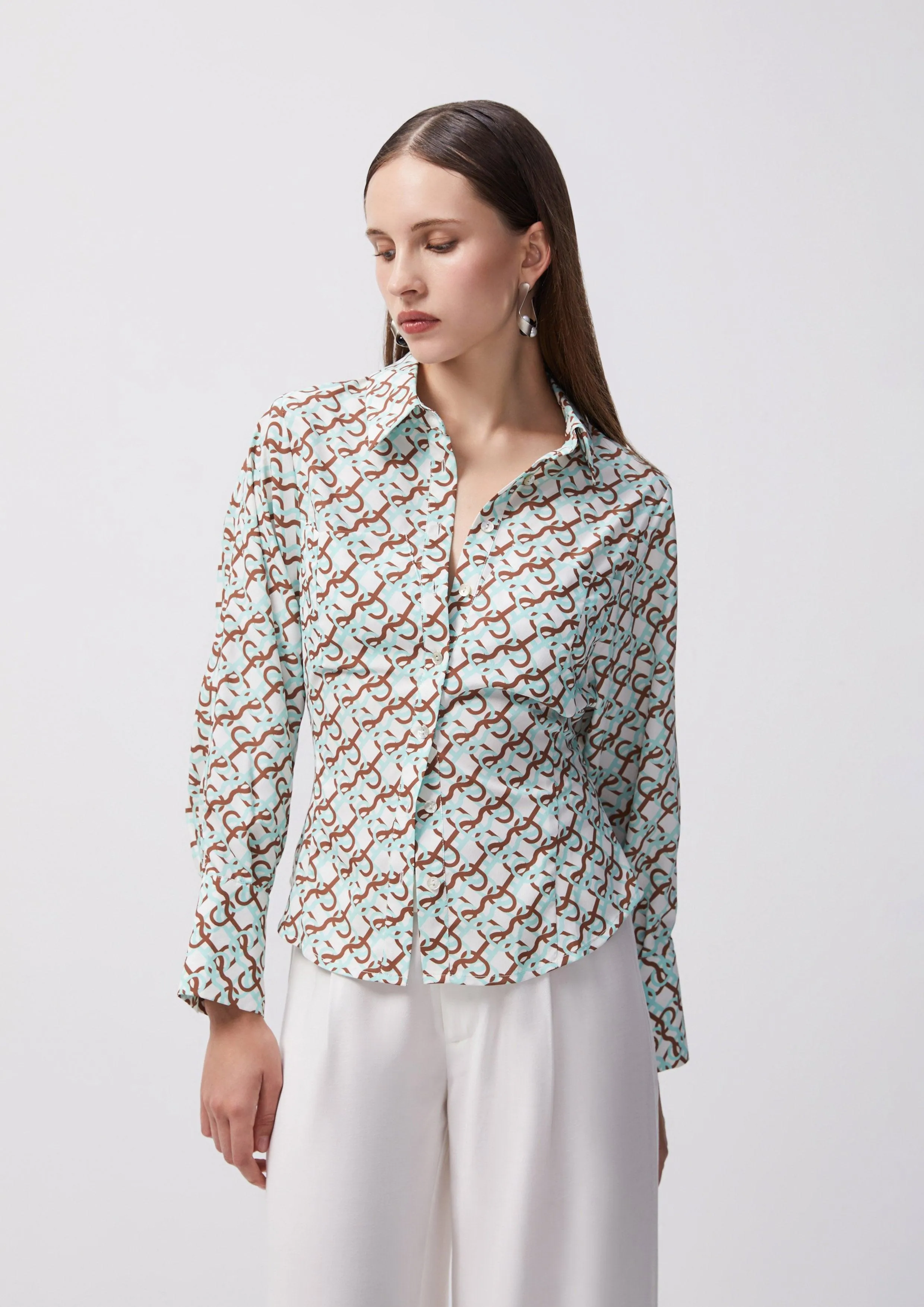 Beachside Oasis Print Long Sleeve Shirt