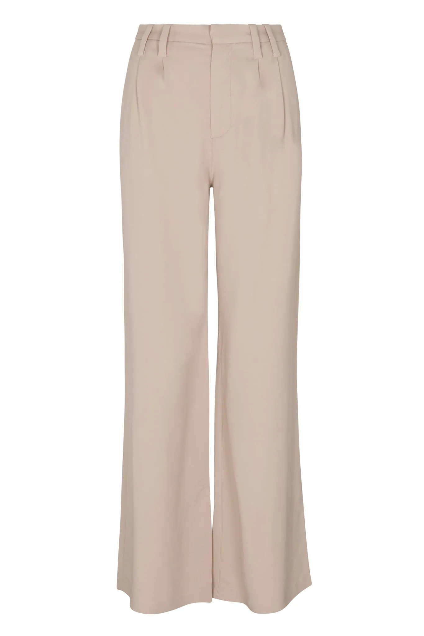 Beige Crepe Pleated Trouser