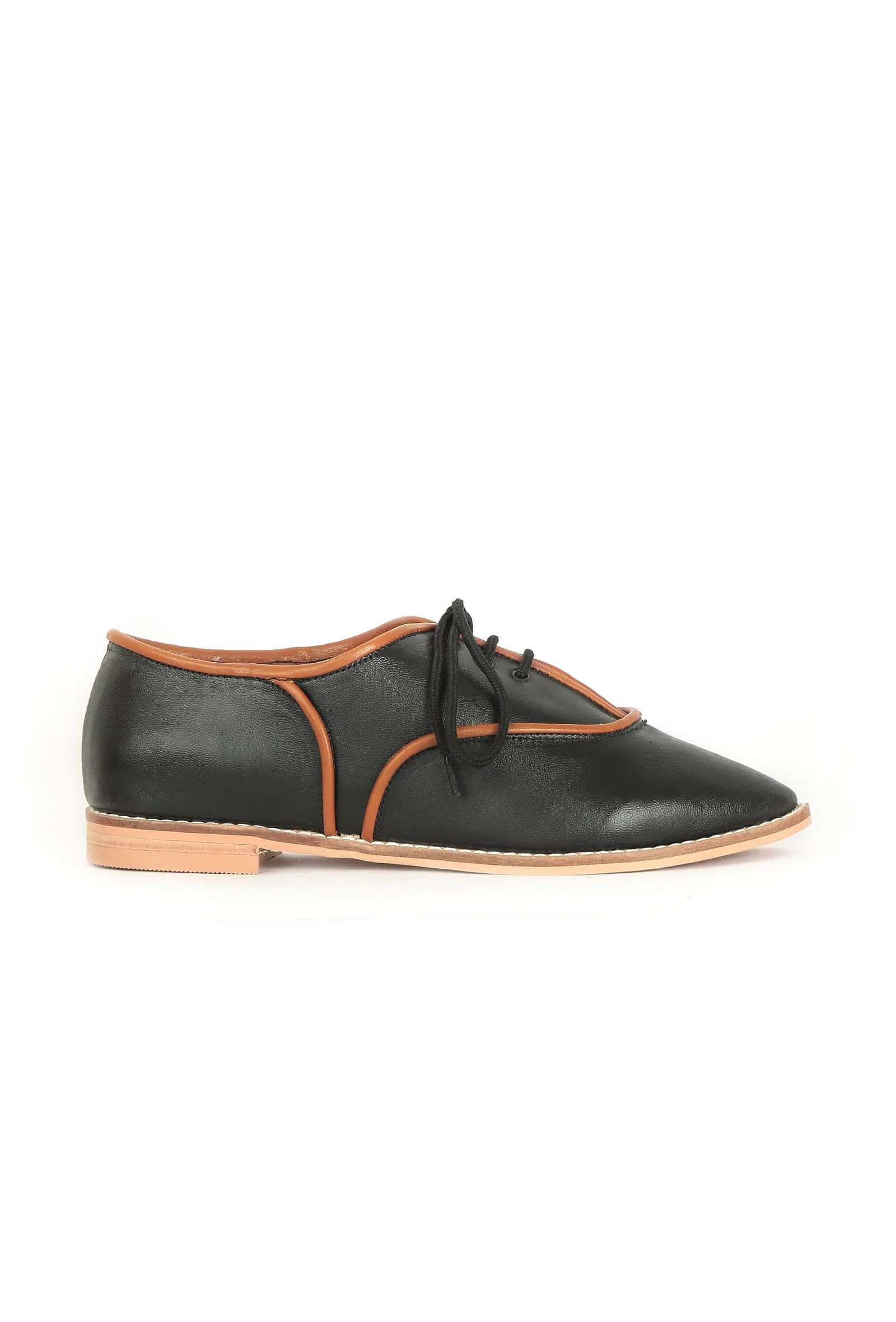 Black Color Block Oxford Shoes