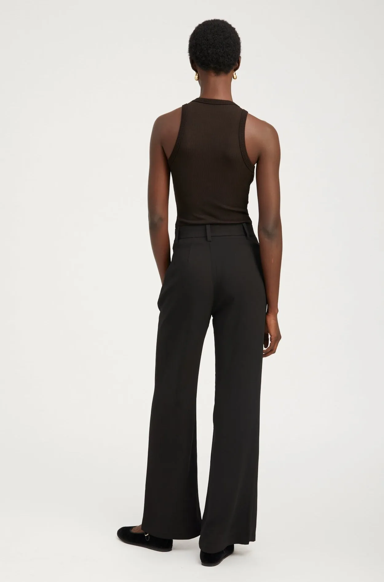 Black Crepe Pleated Trousers