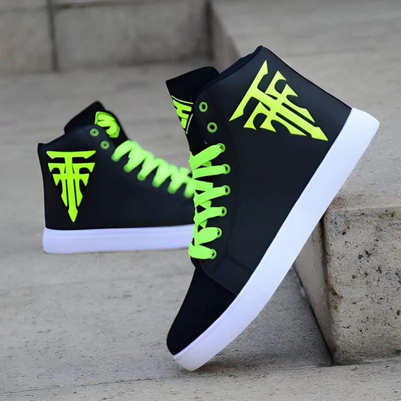 Black High-top Sneakers with White Logo for Summer Shoes Breathable