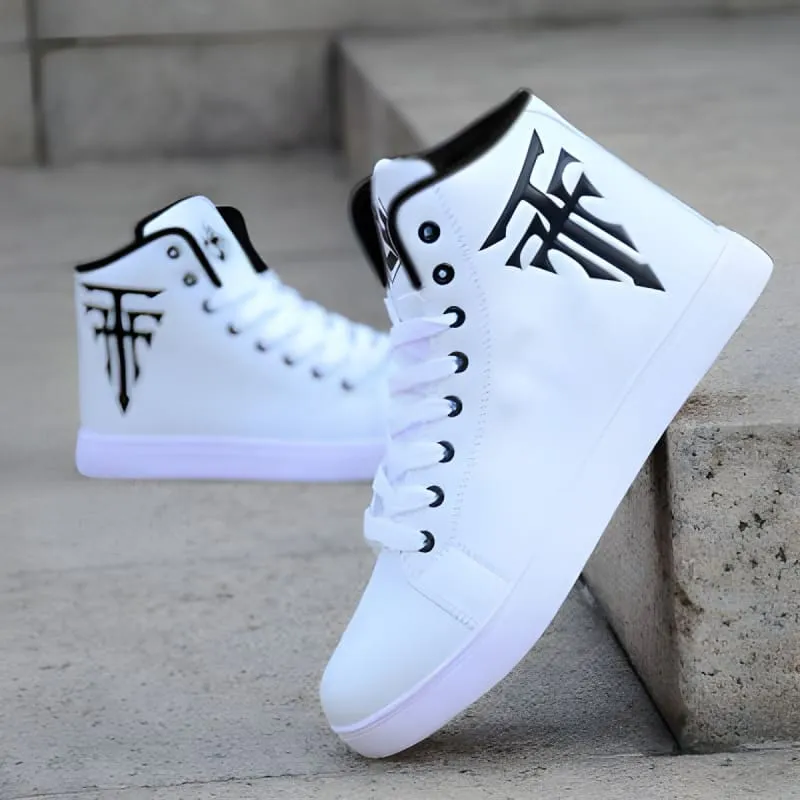 Black High-top Sneakers with White Logo for Summer Shoes Breathable