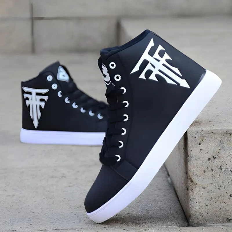 Black High-top Sneakers with White Logo for Summer Shoes Breathable