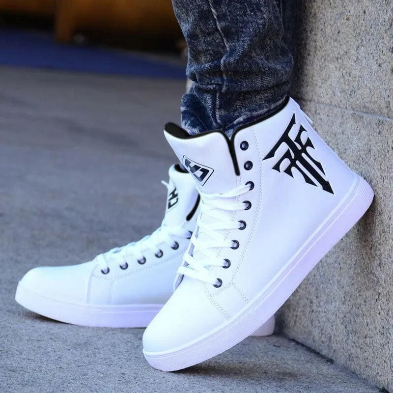 Black High-top Sneakers with White Logo for Summer Shoes Breathable