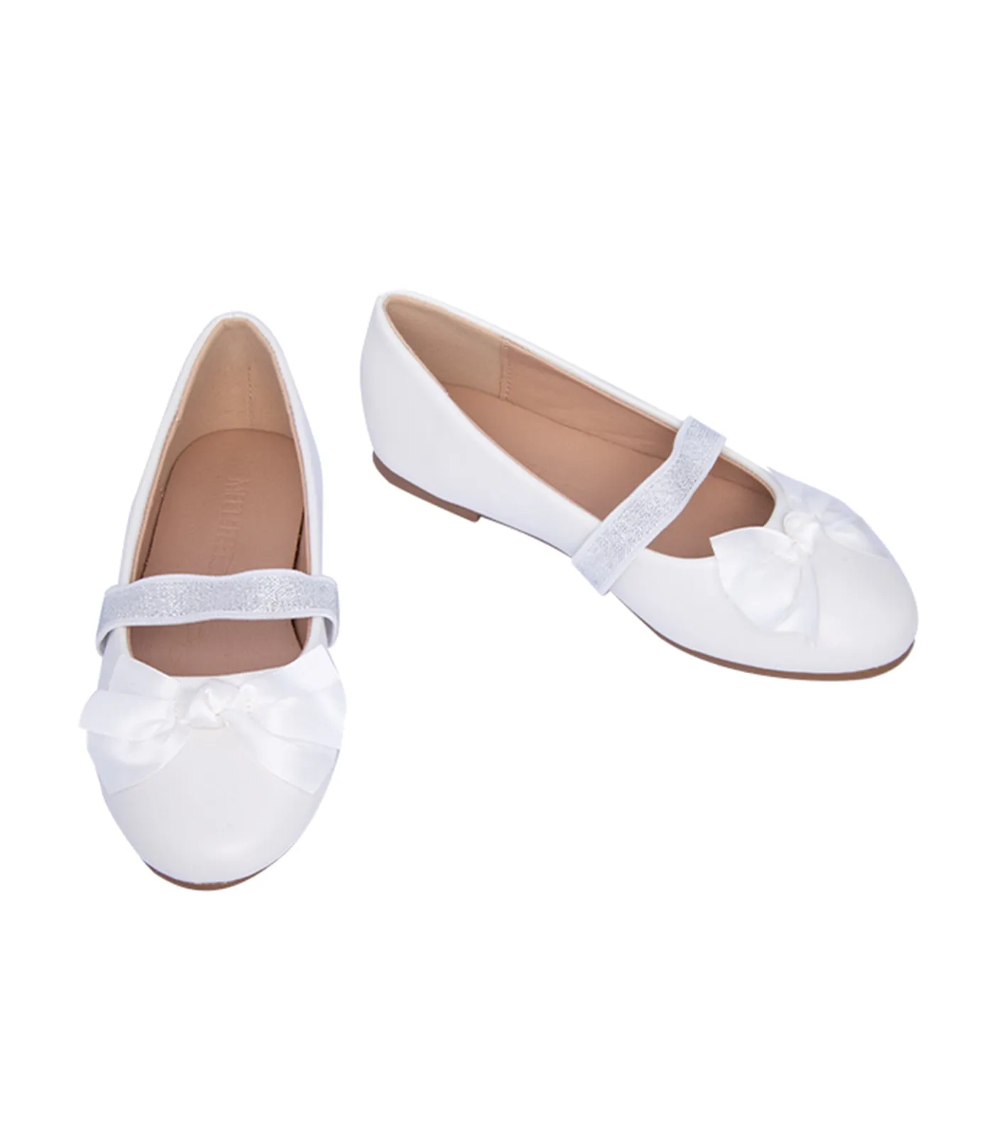 Blush Toddler to Kids Ballet Flats for Girls - White