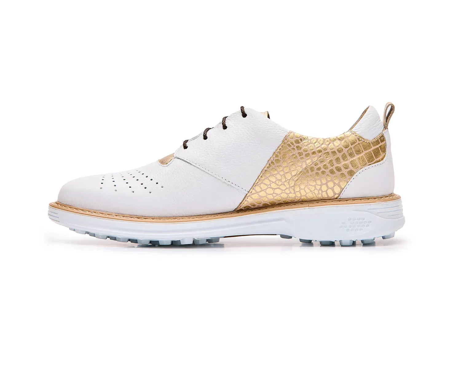 Boxto Golf Women's Inspiration Fantasy Spikeless Golf Shoes - White/Gold