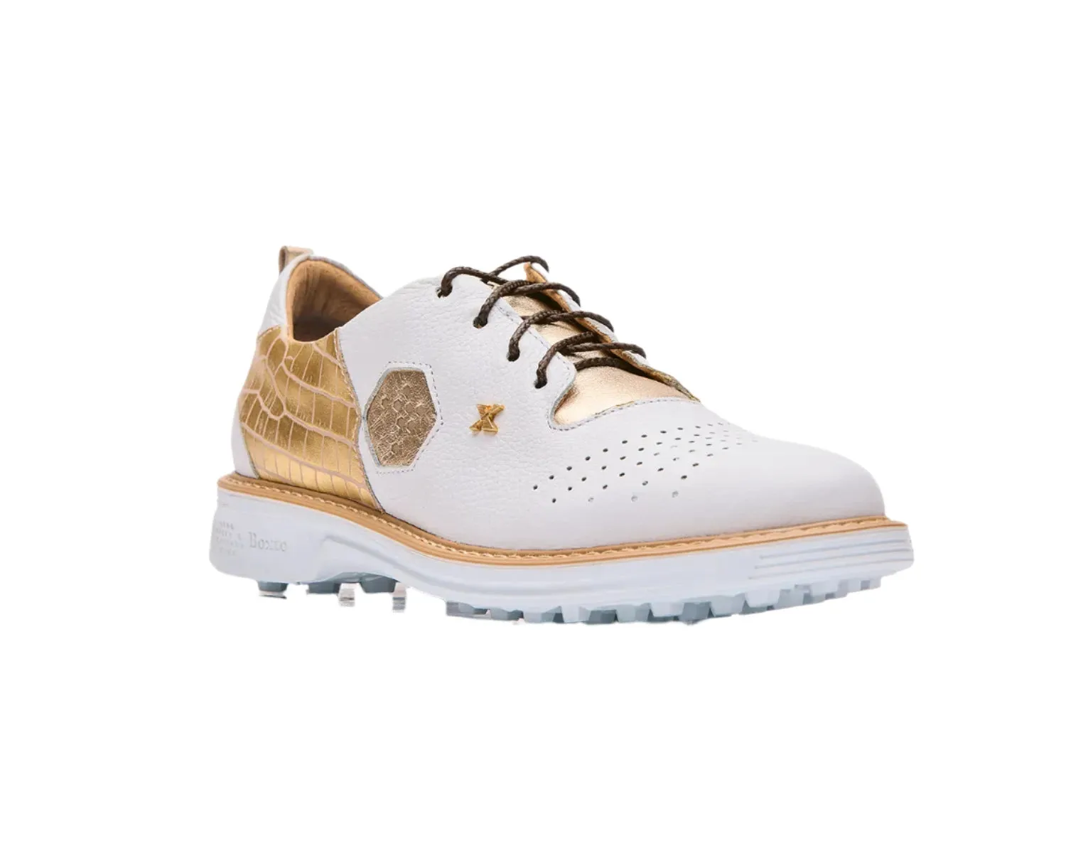 Boxto Golf Women's Inspiration Fantasy Spikeless Golf Shoes - White/Gold