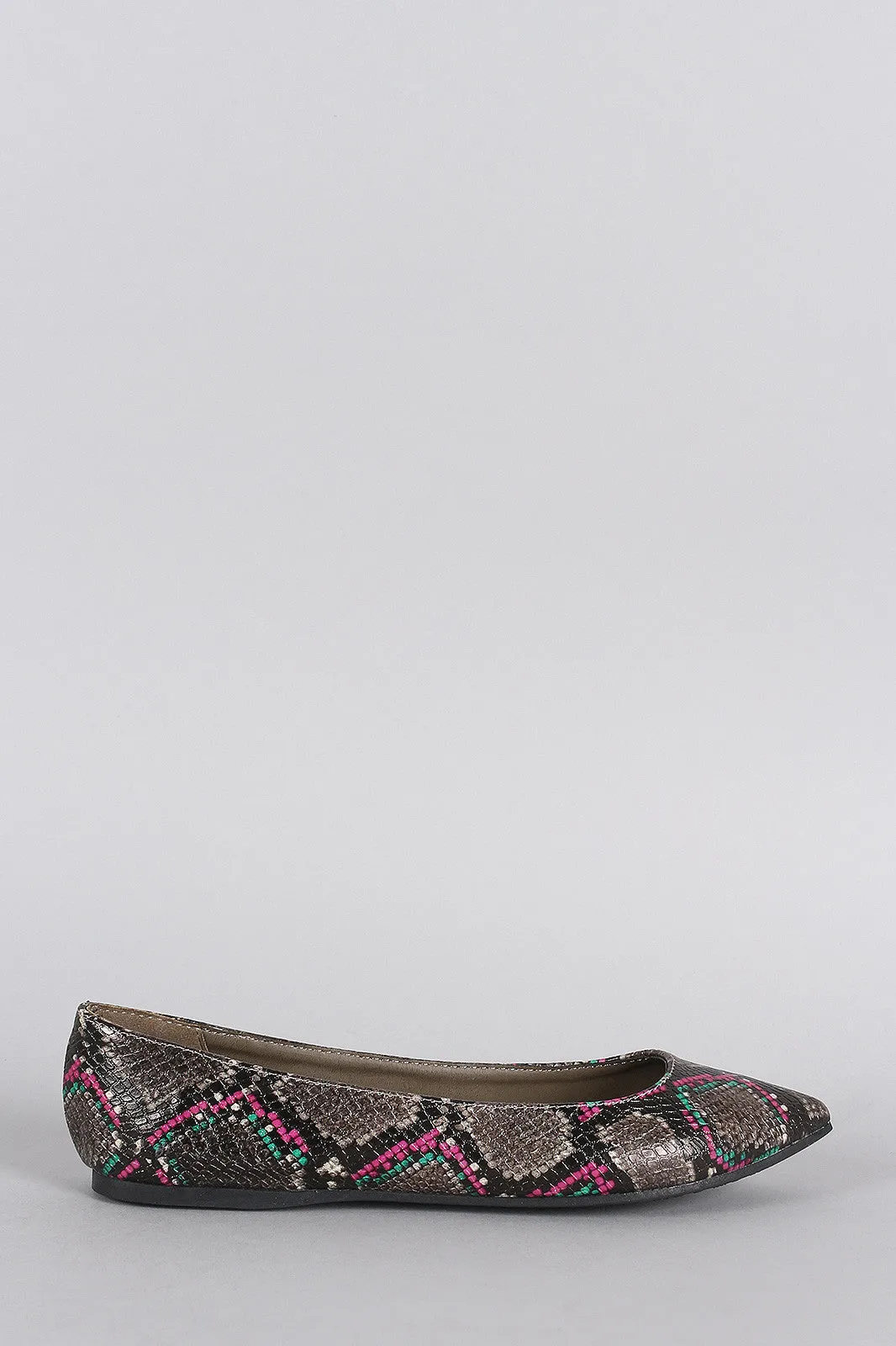 Breckelle Python Pointy Toe Ballet Flat