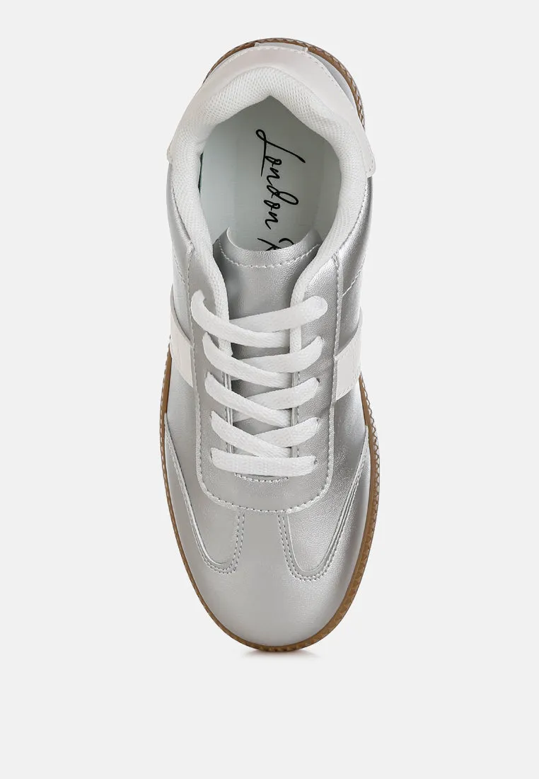 Crossover Lace-Up Metallic Sneaker