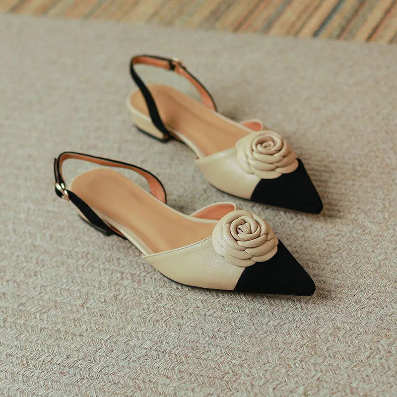 Deja Cap Toe Floral Handmade Slingback Flats