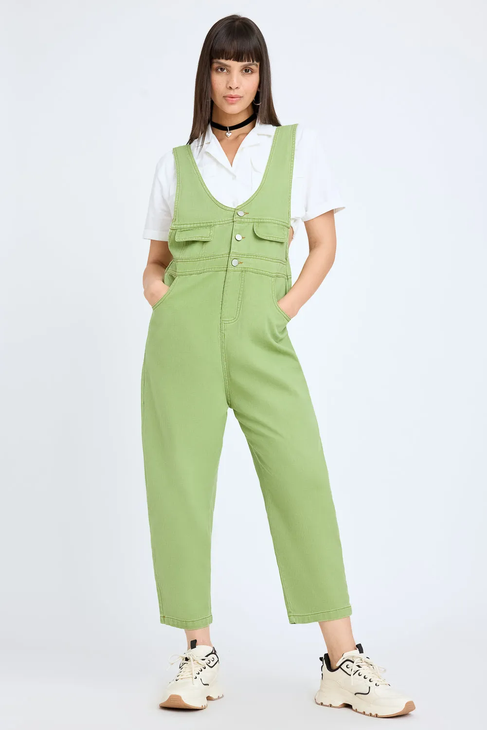 Denim Green Summer Dungaree