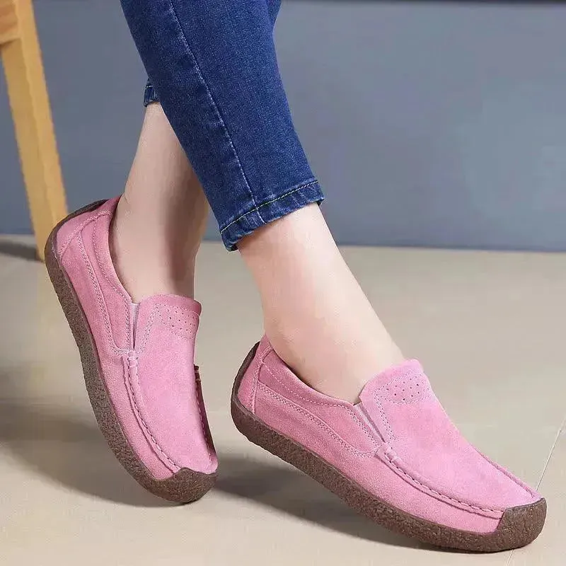 Fashion Round Toe Loafers Casual Versatile Solid Color Flats Slip-on Cozy Shoes for women