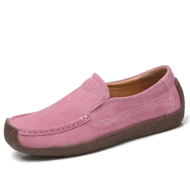 Fashion Round Toe Loafers Casual Versatile Solid Color Flats Slip-on Cozy Shoes for women