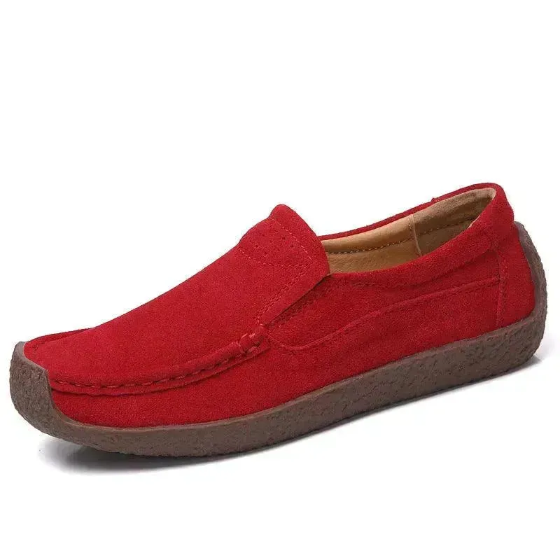 Fashion Round Toe Loafers Casual Versatile Solid Color Flats Slip-on Cozy Shoes for women