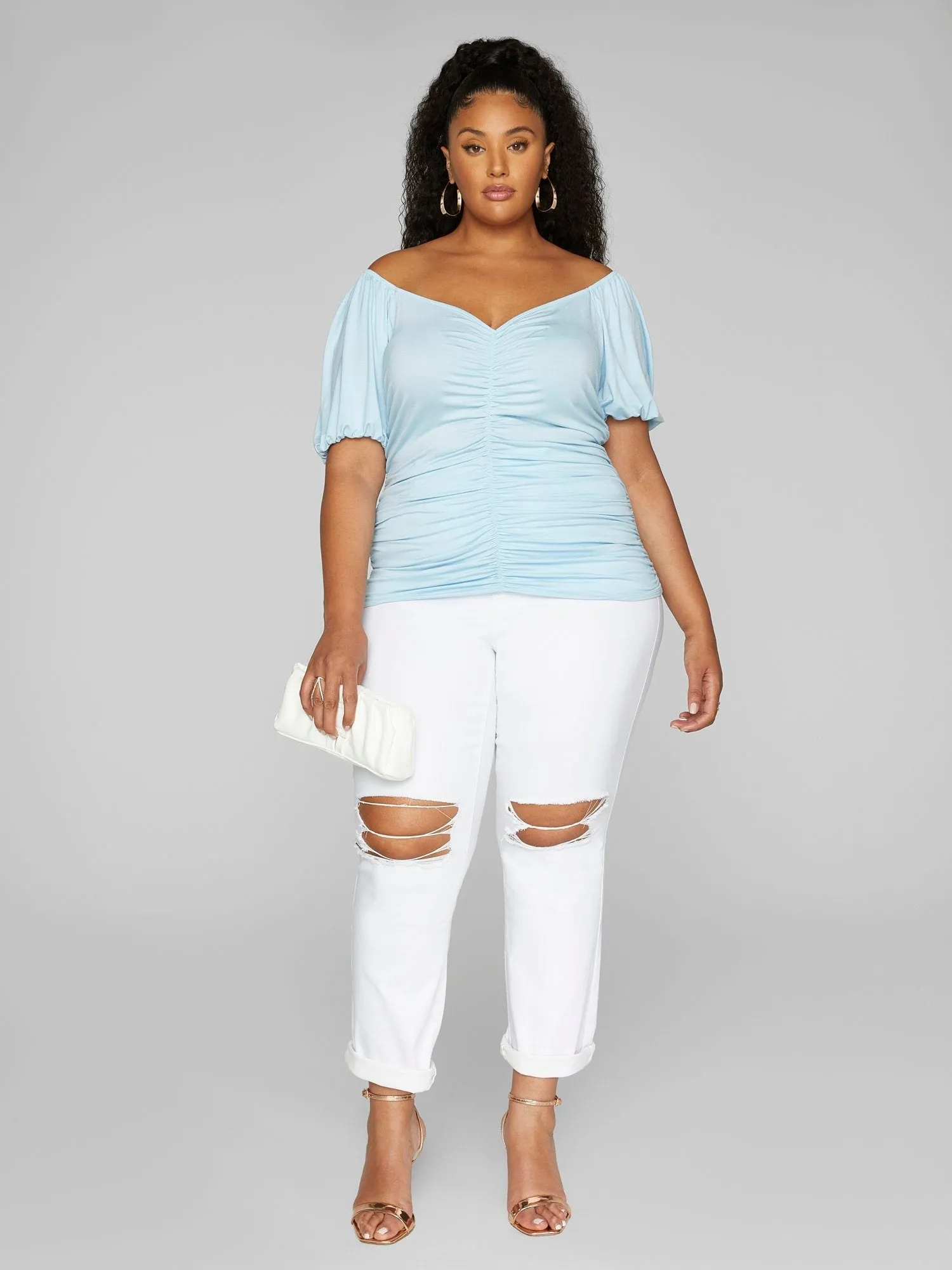 Fashion To Figure - Inez Ruched Front Knit Top