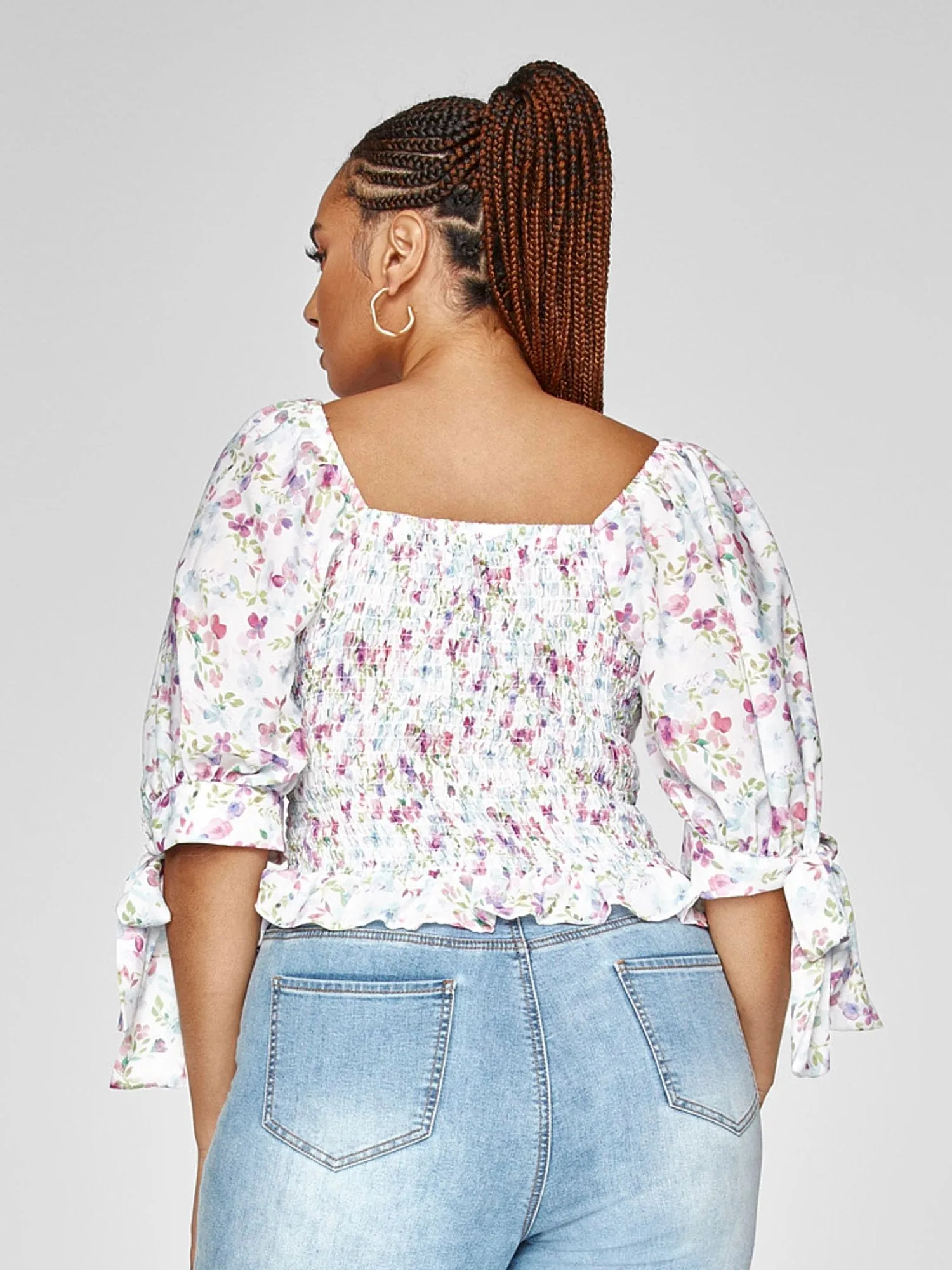 Fashion To Figure - Tami Floral Print Smocked Top