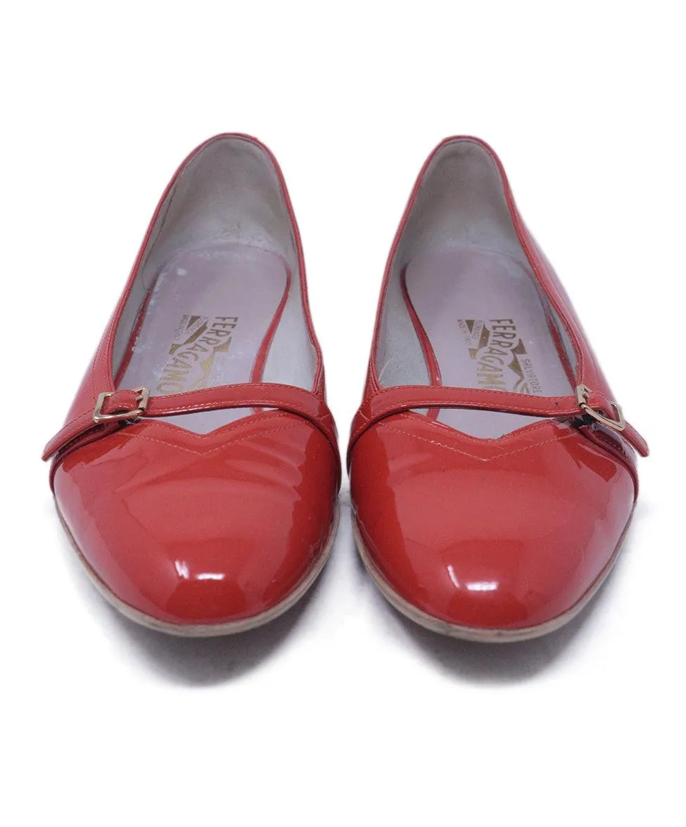 Ferragamo Orange Patent Leather Flats sz 7