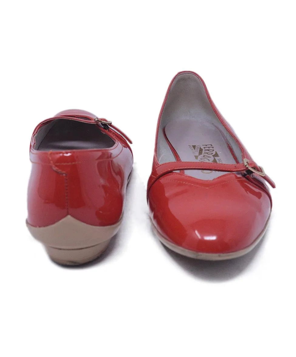 Ferragamo Orange Patent Leather Flats sz 7