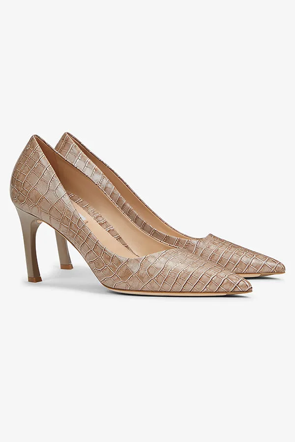 Ginger Pump - Embossed Croc :: Rosy Taupe