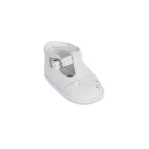 Girls White T-Strap Buckled Closure Leather Baptism Dress Shoes 1-4 Baby