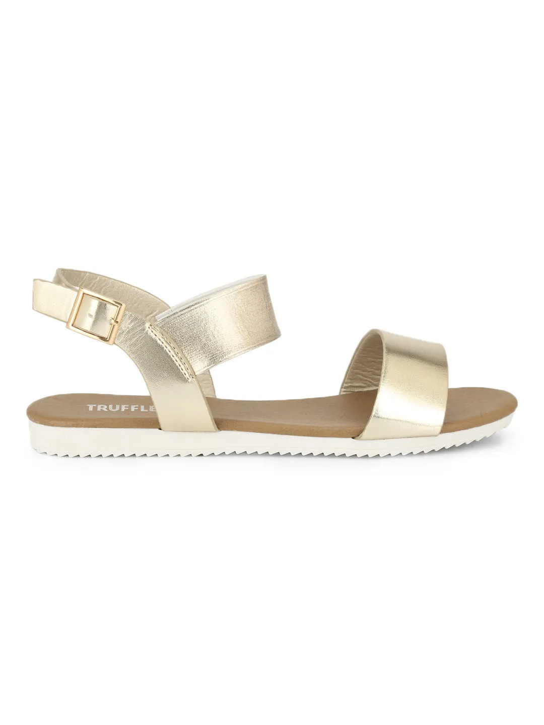 Gold Ankle Strap Slip-on Sandals