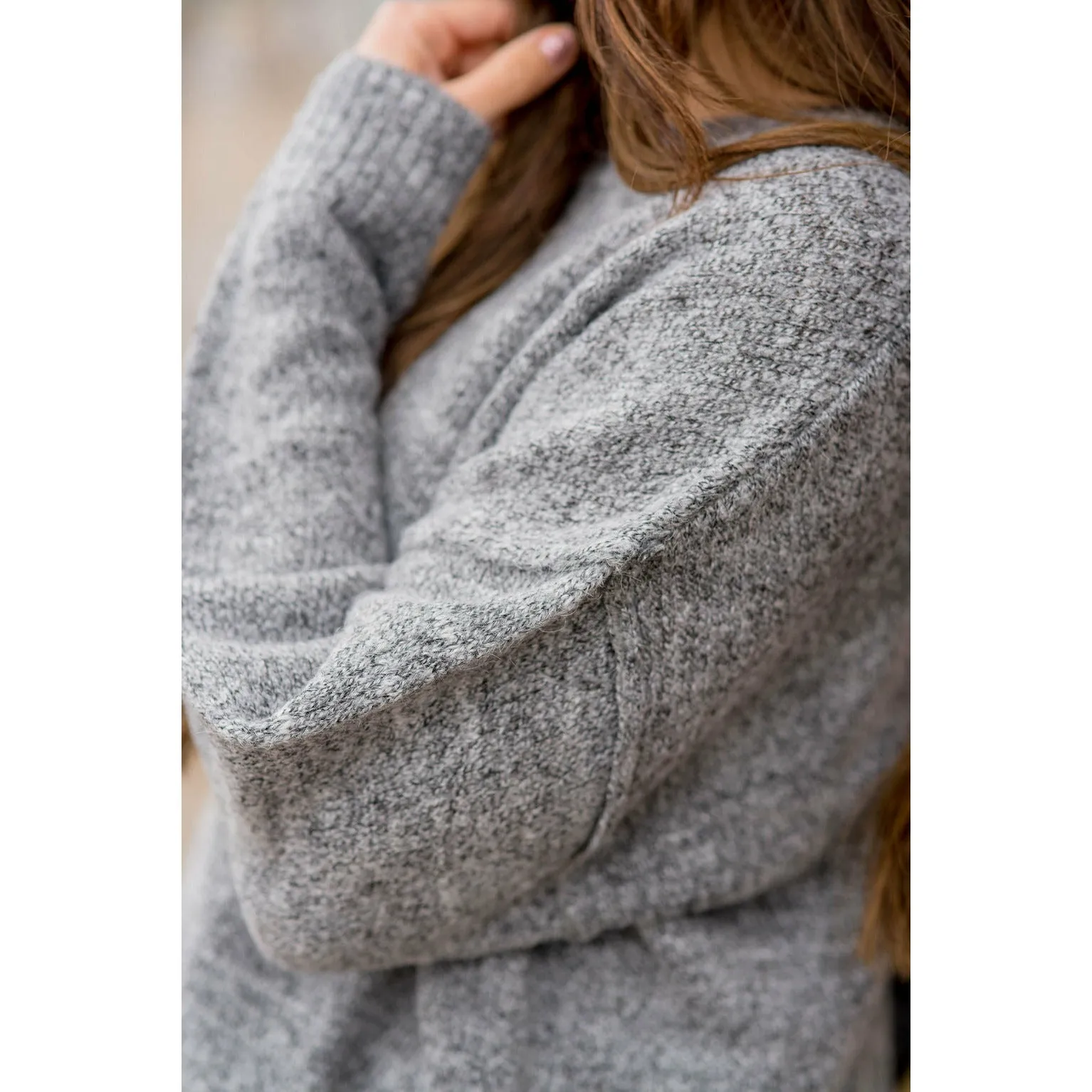 Heathered Side Slit Sweater