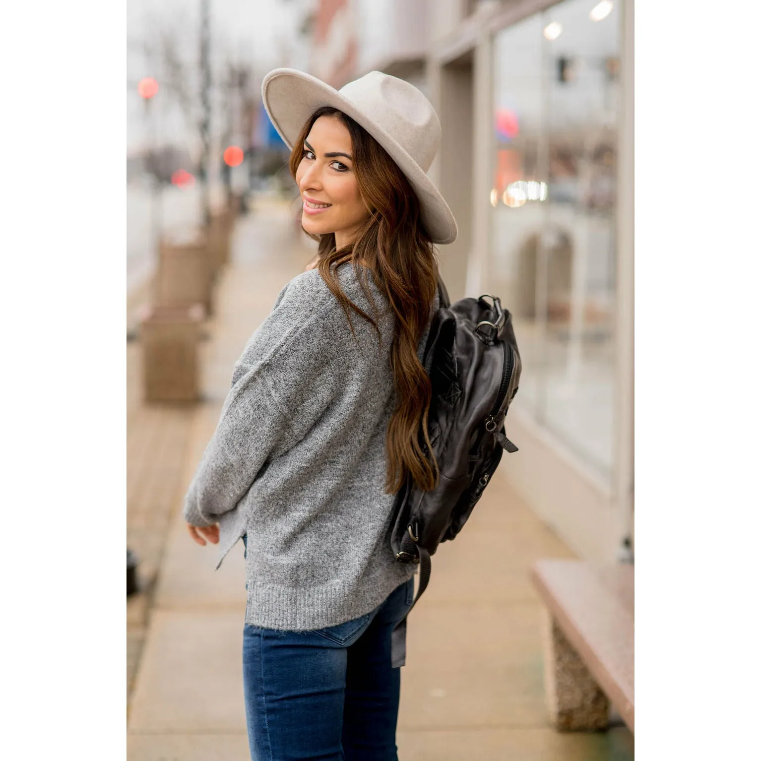 Heathered Side Slit Sweater