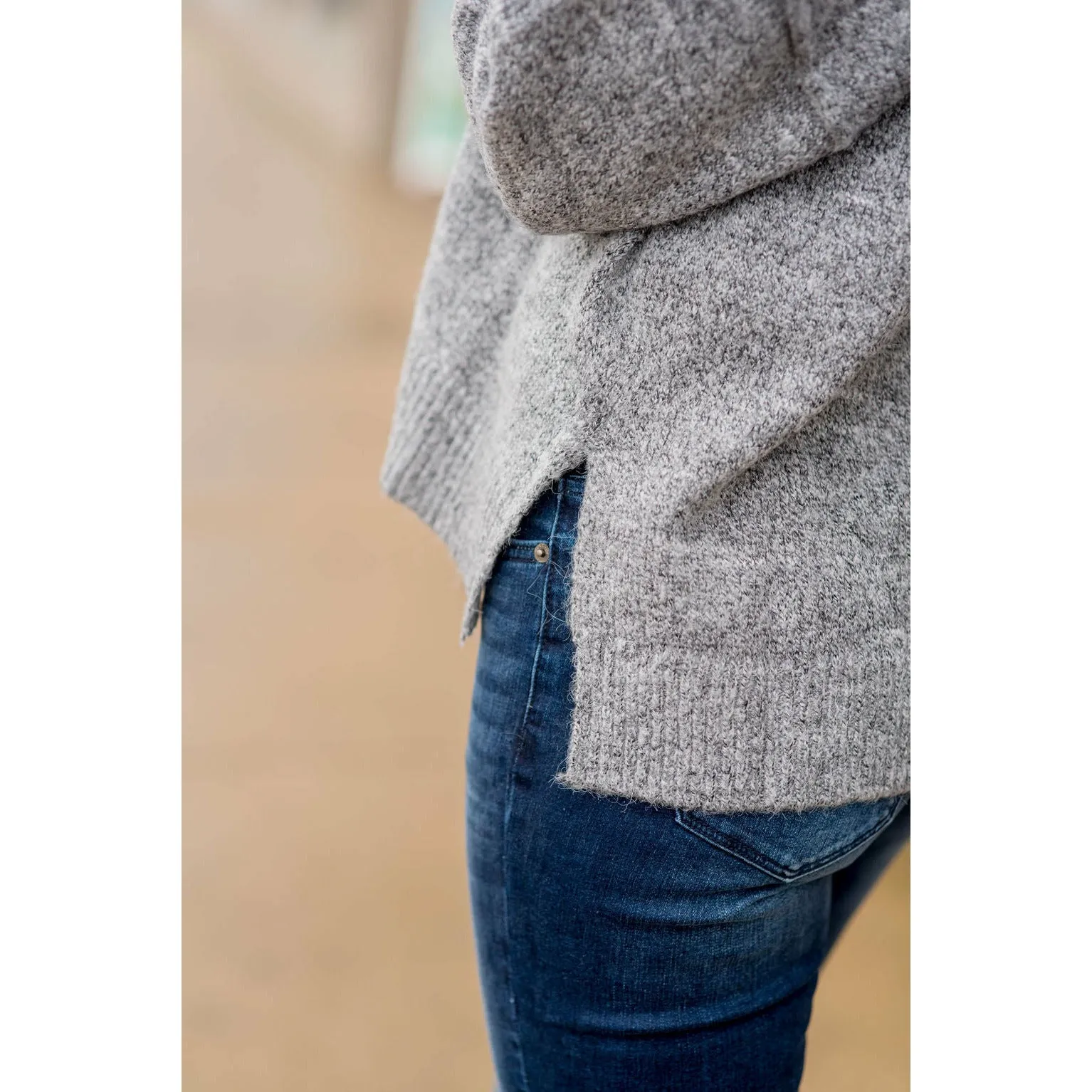 Heathered Side Slit Sweater