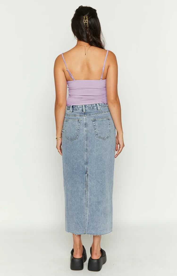 Isla Blue Denim Midi Skirt