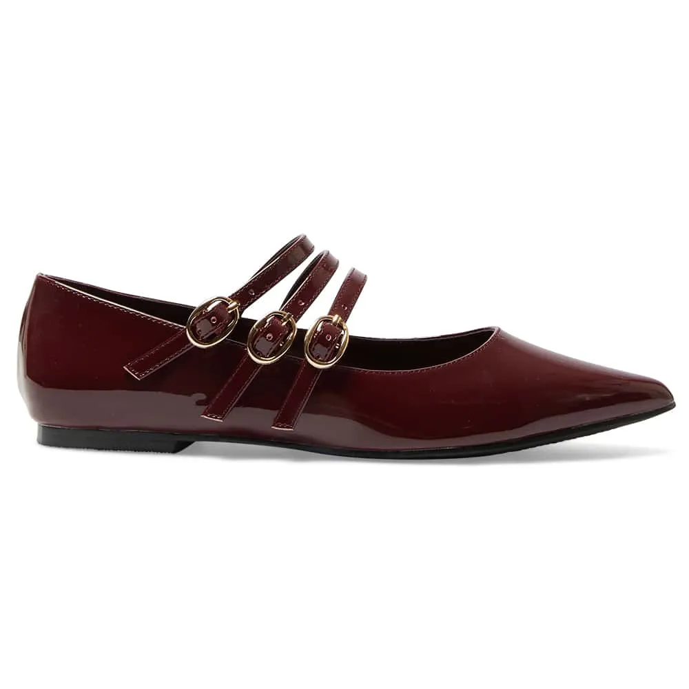 Kiara Flat in Cherry Patent