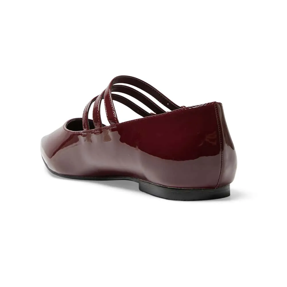 Kiara Flat in Cherry Patent