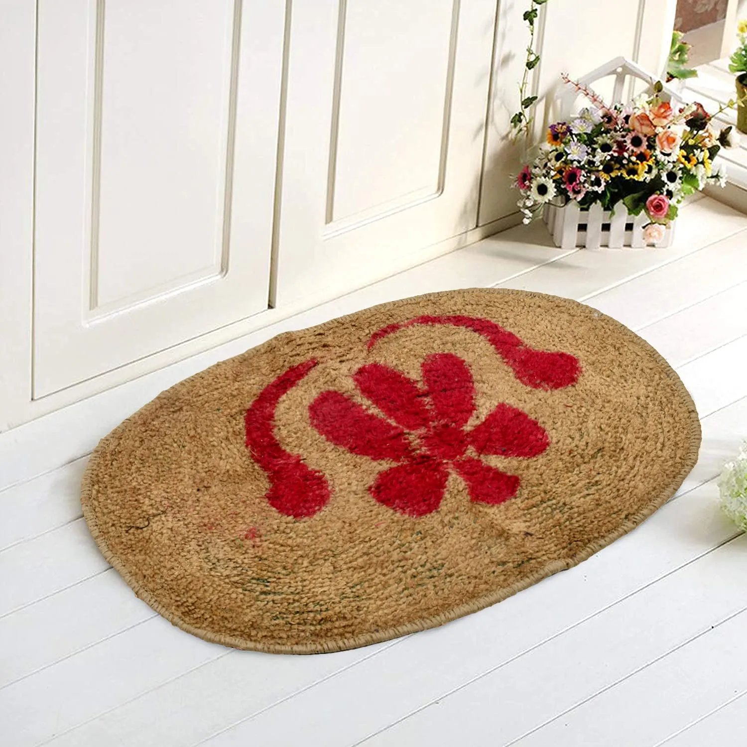 Kuber Industries Heavy Duty Indoor Outdoor Anti-Slip Jute Door Mat, Welcome Mat, 23"x15" (Brown), Standard (HS39KUBMART022060)