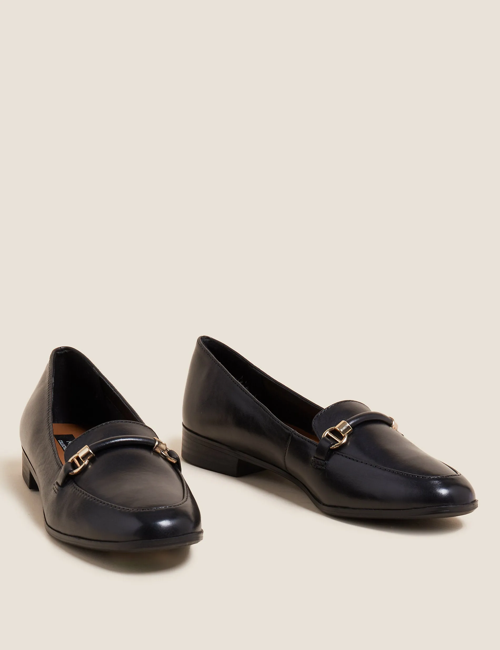 Marks & Spencer Leather Flat Loafers, Black