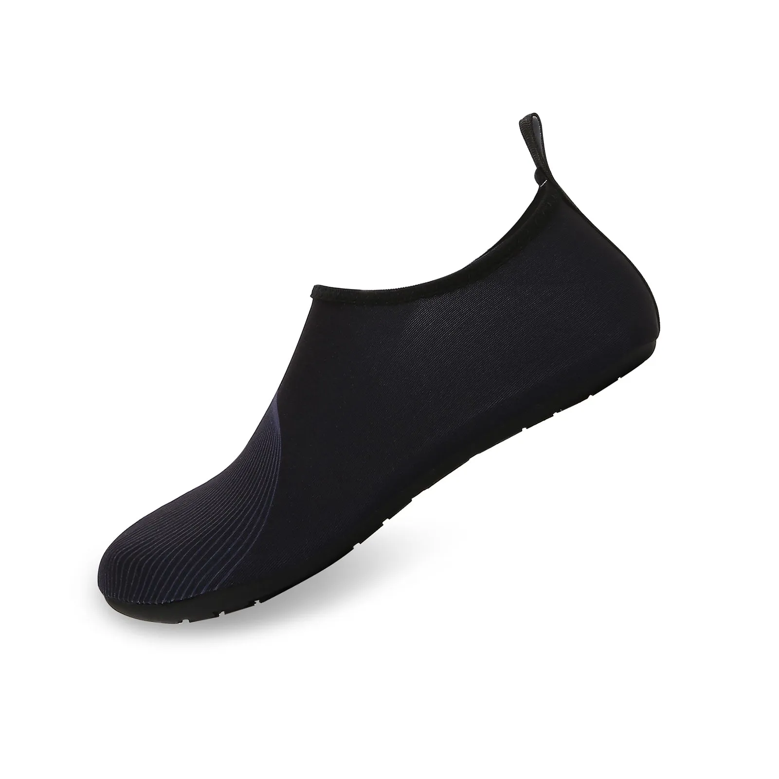 Men and Women a Slip On Barefoot Quick-Dry Beach Aqua Yoga Water Shoes (Curved Line/Black)