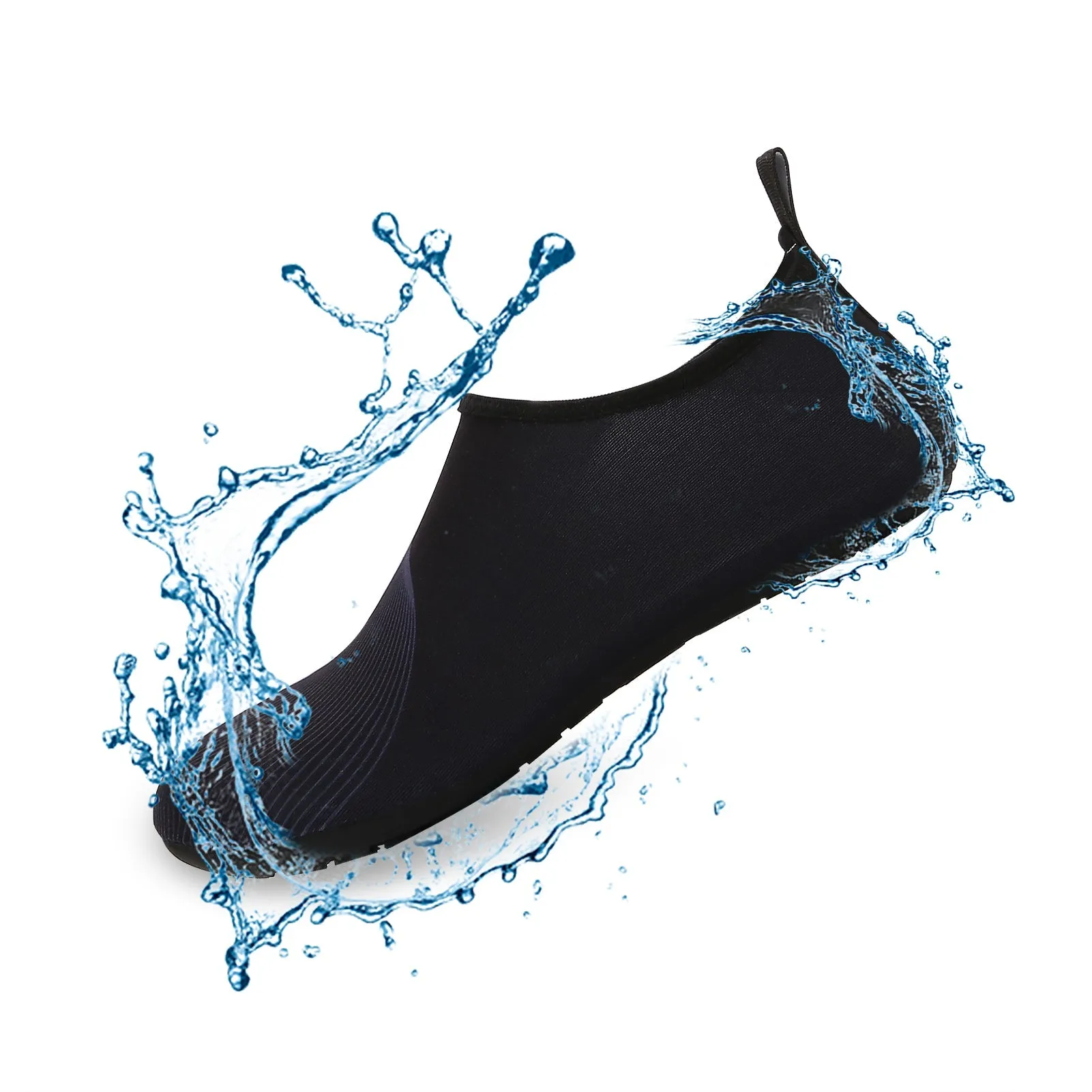 Men and Women a Slip On Barefoot Quick-Dry Beach Aqua Yoga Water Shoes (Curved Line/Black)