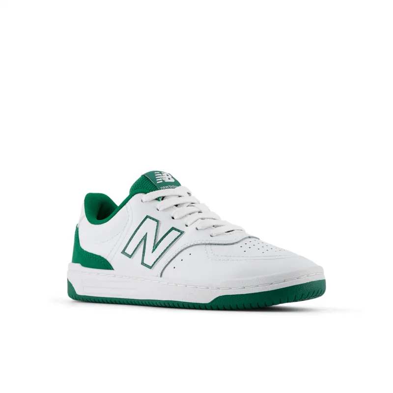 NEW BALANCE KID'S GRADE SCHOOL BB80 WHITE/GREEN SNEAKER SHOES